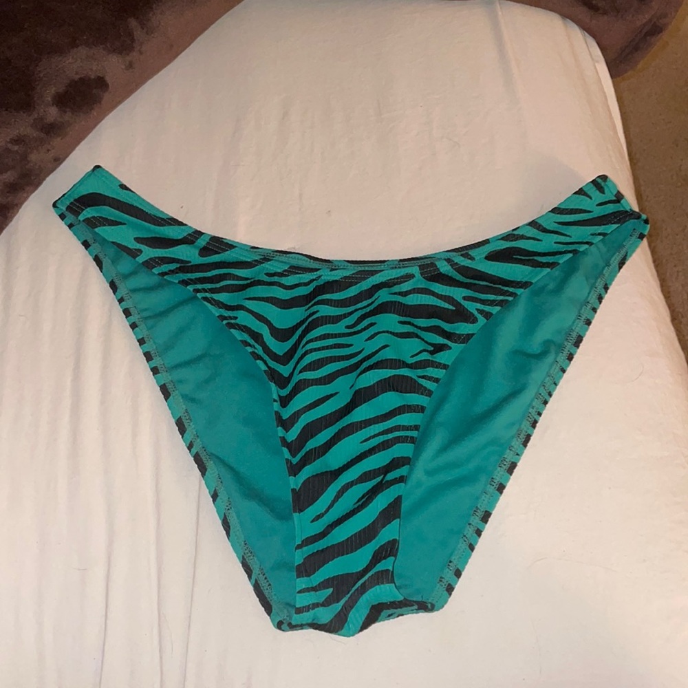 green zebra print bikini bottoms